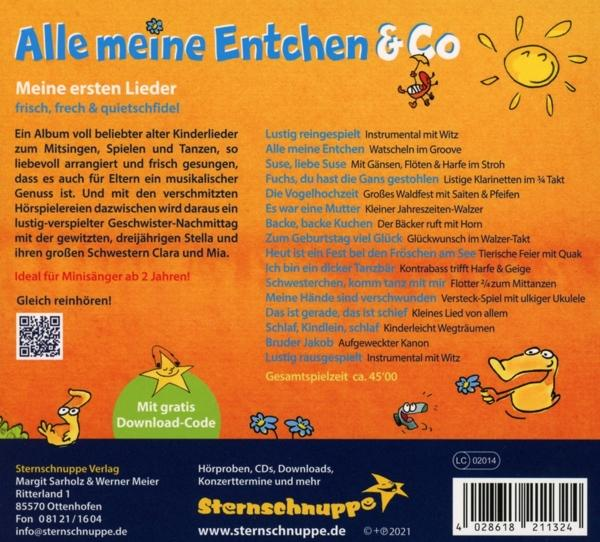 Buntes Kinder-Musik-CD-Cover. Enthält Cartoon-Zeichnungen und deutschen Text.