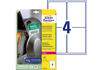 AVERY ZWECKFORM Ultra-Resistente Folien-Etiketten, 99,1 x139 mm,10 Bogen/40 Etiketten,weiß(L7915-10)