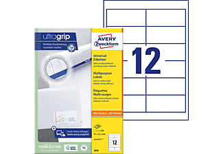 AVERY ZWECKFORM Universal-Etiketten, ultragrip, 97 x 42,3 mm,100 Bogen/1.200 Etiketten, weiß (3659)