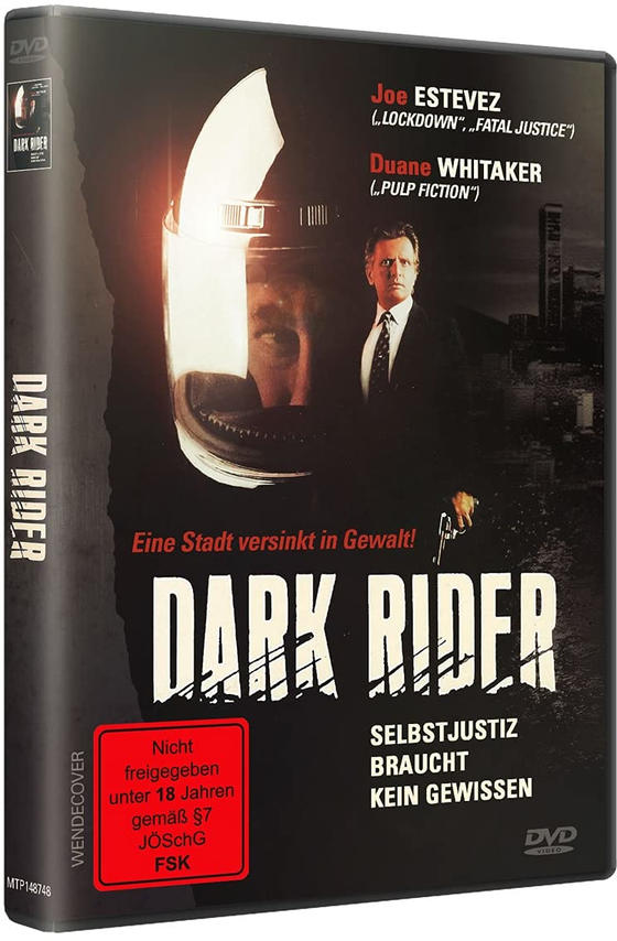 DVD-Hülle mit dem Titel 'DARK RIDER' mit Joe Estevez auf dem Cover und deutschem Text.