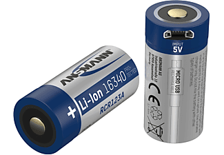 ANSMANN 1300-0015 LI-ION-3.6V-850MAH-16340-MICRO-USB-BL Lithium Batterie Akku, Li-Ion, 850 mAh 1