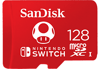 Tarjeta micro SDXC - SanDisk Licencia Nintendo®, 128 GB, Para Nintendo Switch, 100 MB/s, UHS-I, U3, Rojo