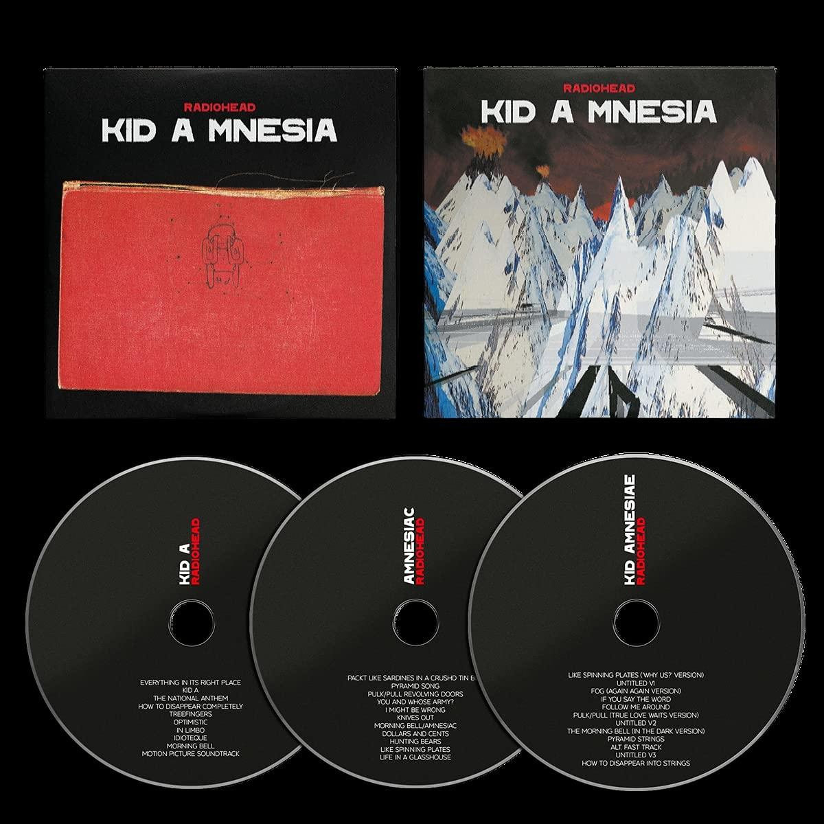 Radiohead Kid A Mn'esia Boxset mit 2 CDs und 2 Buch-CDs.