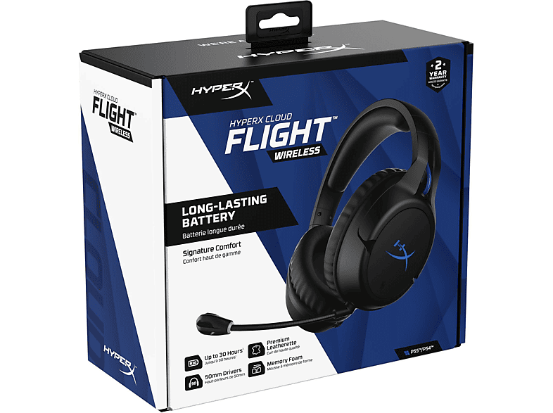 Cloud HYPERX Gaming kabelloses Over-ear Flight Gaming-Headset, Schwarz Bluetooth Headset