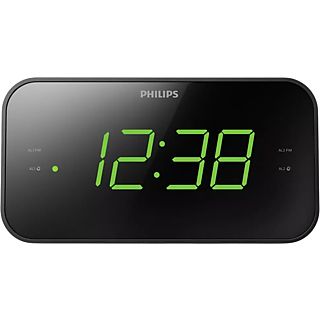 Radio despertador - Phliips TAR3306/12, Sintonización digital FM, Alarma dual, Temporizador, Negro