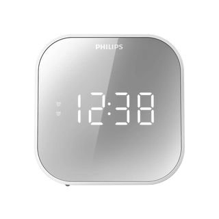 Radio despertador - Philips TAR4406/12, Sintonización digital FM, Alarma dual, USB, Temporizador, Blanco