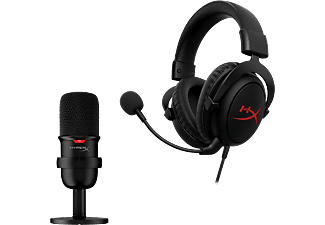 Auriculares gaming - HyperX Streamer Starter Pack, Cable, Para PC/PS4/PS5, Negro + Micrófono HyperX Solocast