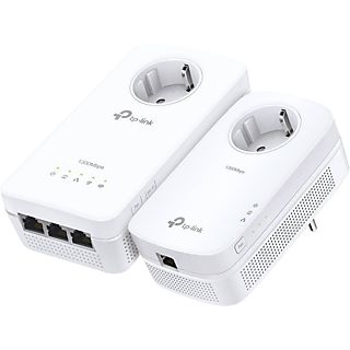 Kit adaptadores PLC - TP-Link TL-WPA8631P, 2 unidades, Powerline AV1300, Doble Banda, 3 Puertos, Blanco