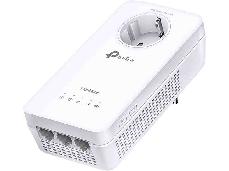 REACONDICIONADO Seminuevo Excelente Adaptador PLC - TP-Link TL-WPA8631P, AV1300, Wi-Fi AC1200 Doble Banda, 3 Puertos Gigabit, Blanco