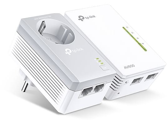 Adaptador PLC - TP-Link TL-WPA4226 KIT, 2 Adaptadores Powerline, PLC AV600, WiFi  300Mbps, 2 Puertos, Blanco