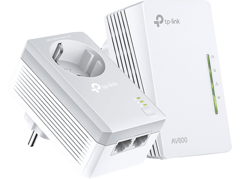 Adaptador PLC - TP-Link TL-WPA4226 KIT, 2 Adaptadores Powerline, AV600, WiFi 300Mbps, Puertos, Blanco
