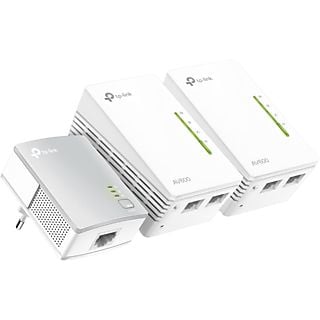 Adaptador PLC - TP-Link TL-WPA4220 TKIT, Pack de 3 unidades, WiFi 300 mbps, 2 Ethernet 10/100Mbps, Blanco