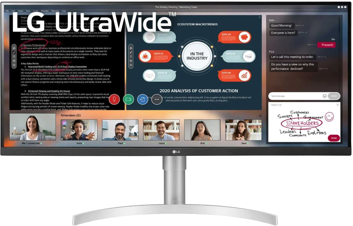 LG 34WN650-W 34'' Sík UWFHD 75 Hz 21:9 FreeSync IPS LED Monitor