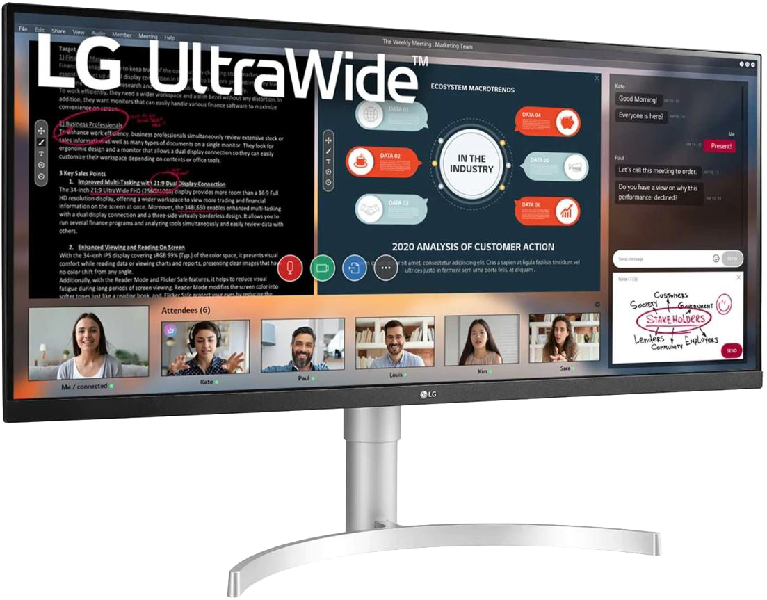 LG 34WN650-W 34'' Sík UWFHD 75 Hz 21:9 FreeSync IPS LED Monitor