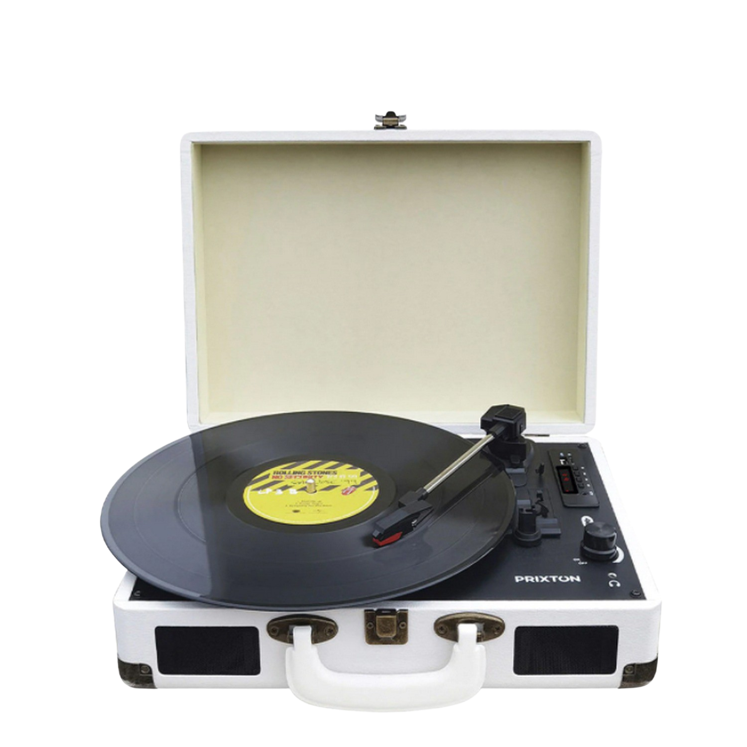 Prixton Vc400 Tocadiscos de vinilo vintage reproductor y musica mediante bluetooth usb 2 altavoces incorporados diseño maleta color blanco convertidor tipo white manual 33 13 45 78
