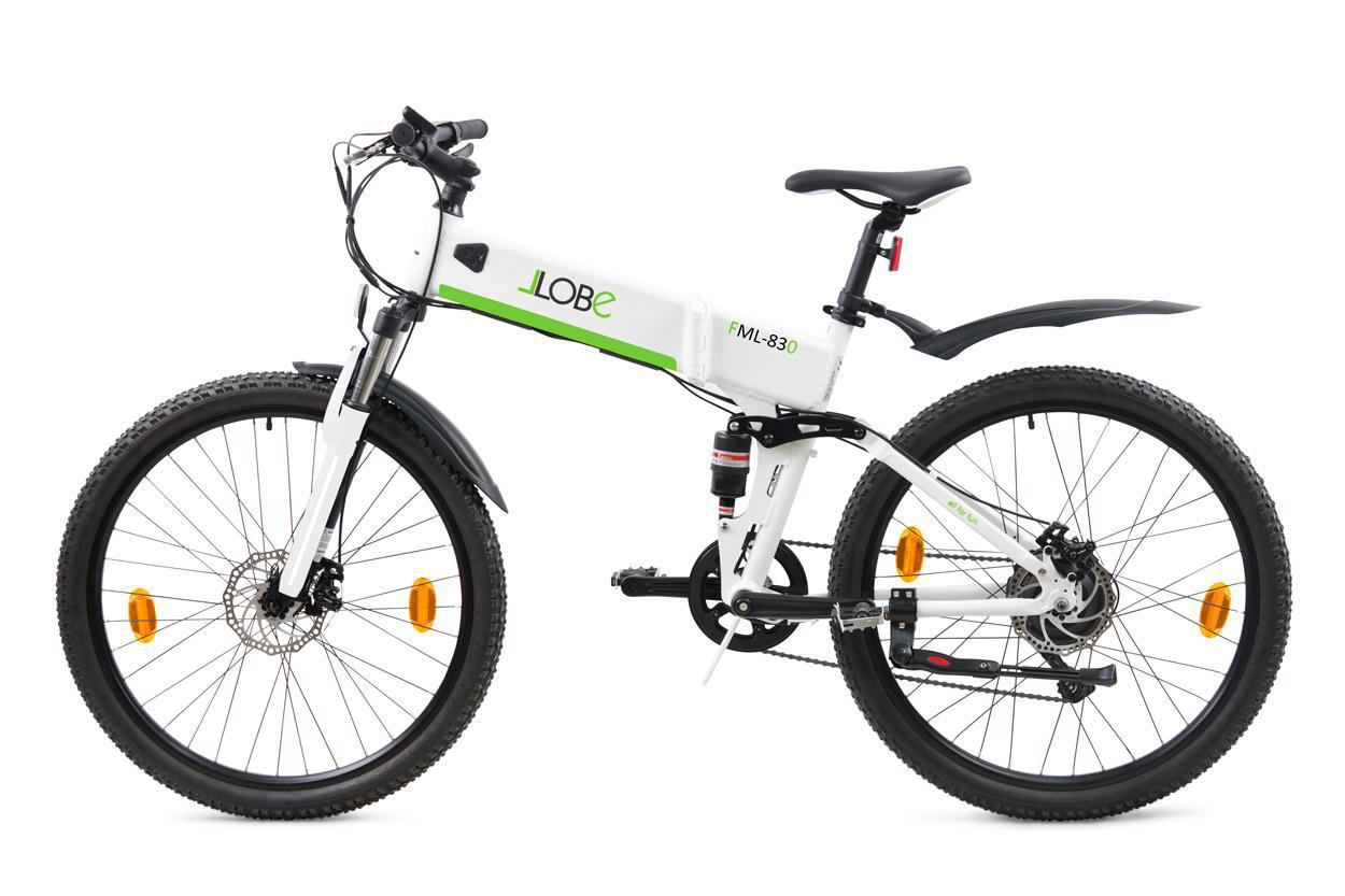 LLOBE 27,5” Falt Mountain E‐Bike FML‐830 Mountainbike (Laufradgröße: 27,5 Zoll, Rahmenhöhe: 48 cm, Unisex-Rad, 374.4 Wh, Weiß)