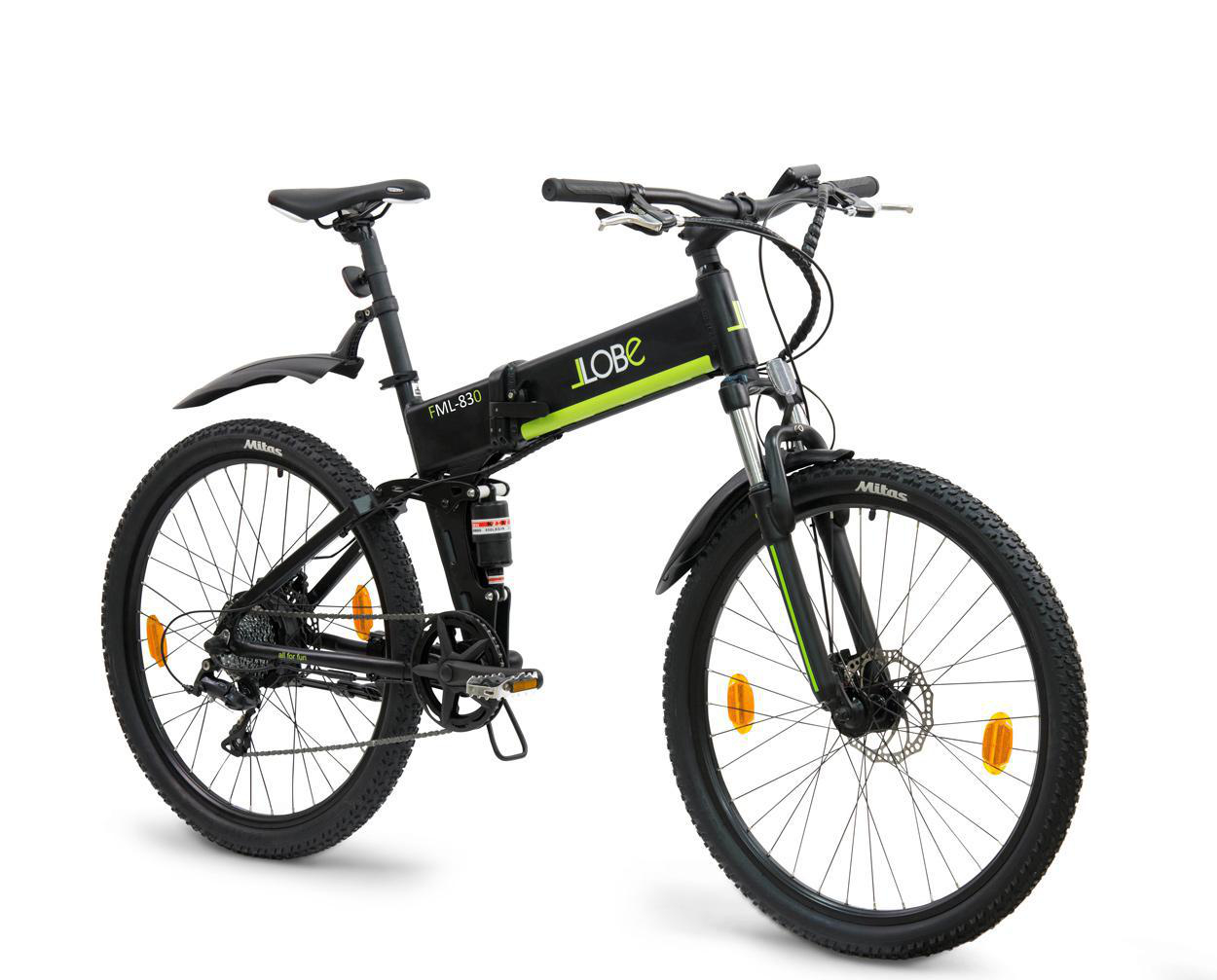 LLOBE 27,5” Falt Mountain E‐Bike FML‐830 Mountainbike (Laufradgröße: 27,5 Zoll, Rahmenhöhe: 48 cm, Unisex-Rad, 374.4 Wh, Schwarz)