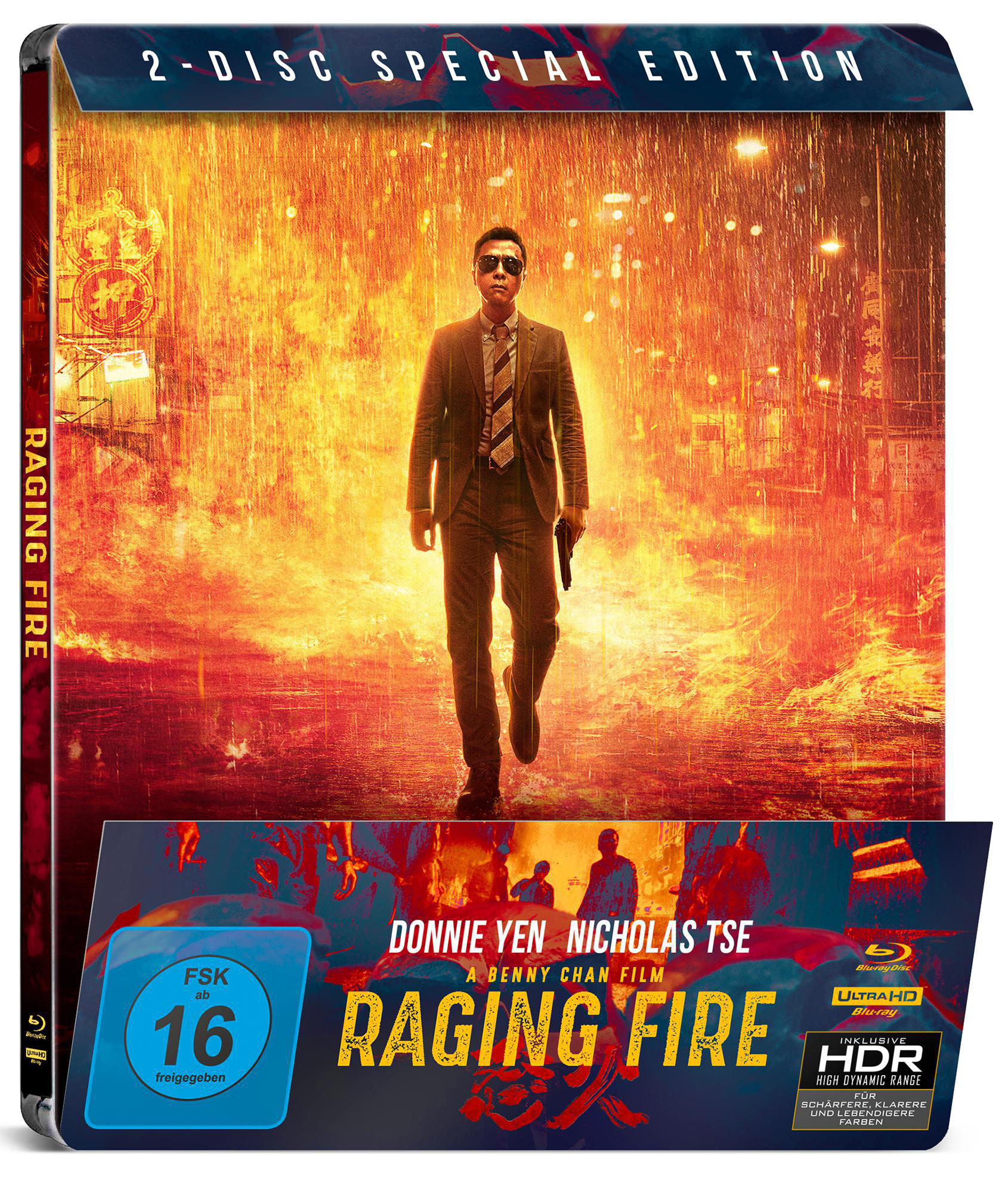 Filmcover. Ein Mann geht durch Feuer. Text: Raging Fire, 2-Disc Special Edition.
