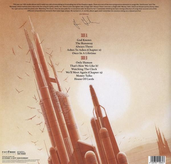 Vinylalbum mit Text und Illustrationen. Braune und beige Farben. Architektonisches Thema.