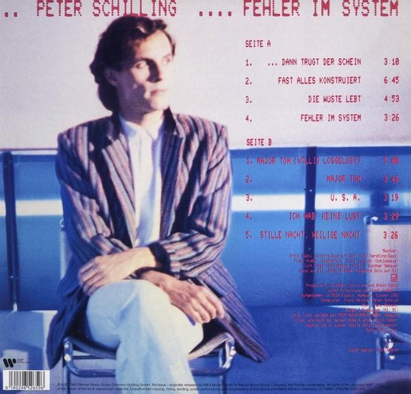 Peter Schilling Albumcover. Mann in gestreifter Jacke. Text: Fehler im System.