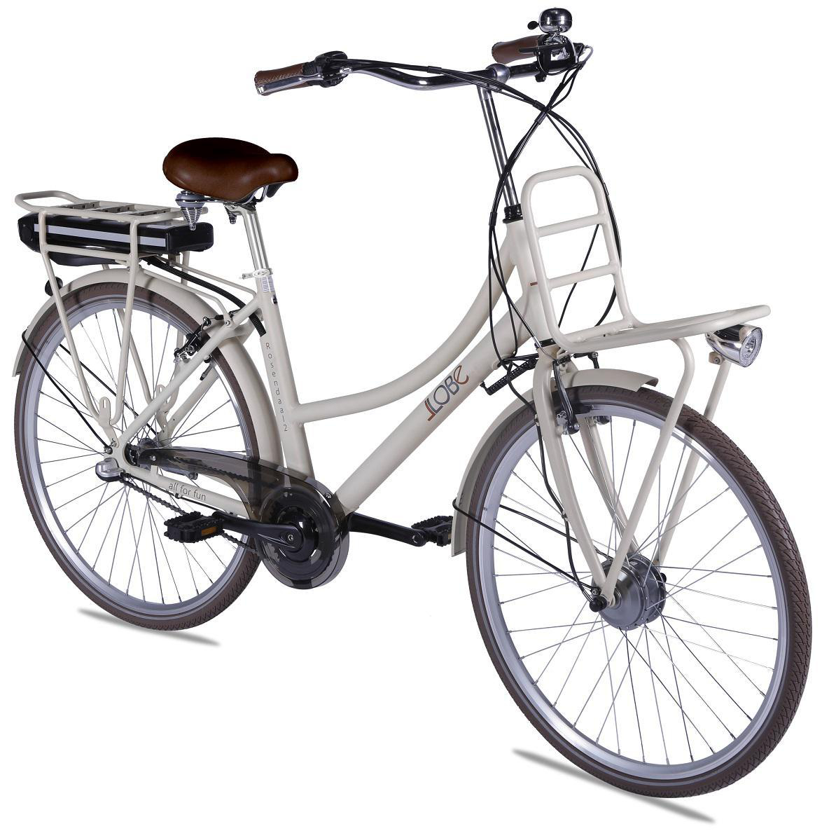 LLOBE City-E-Bike Rosendaal 2 Lady 36 V / 10.4 Ah Citybike (Laufradgröße: 28 Zoll, Rahmenhöhe: 50 cm, Damen-Rad, 374.4 Wh, Beige)
