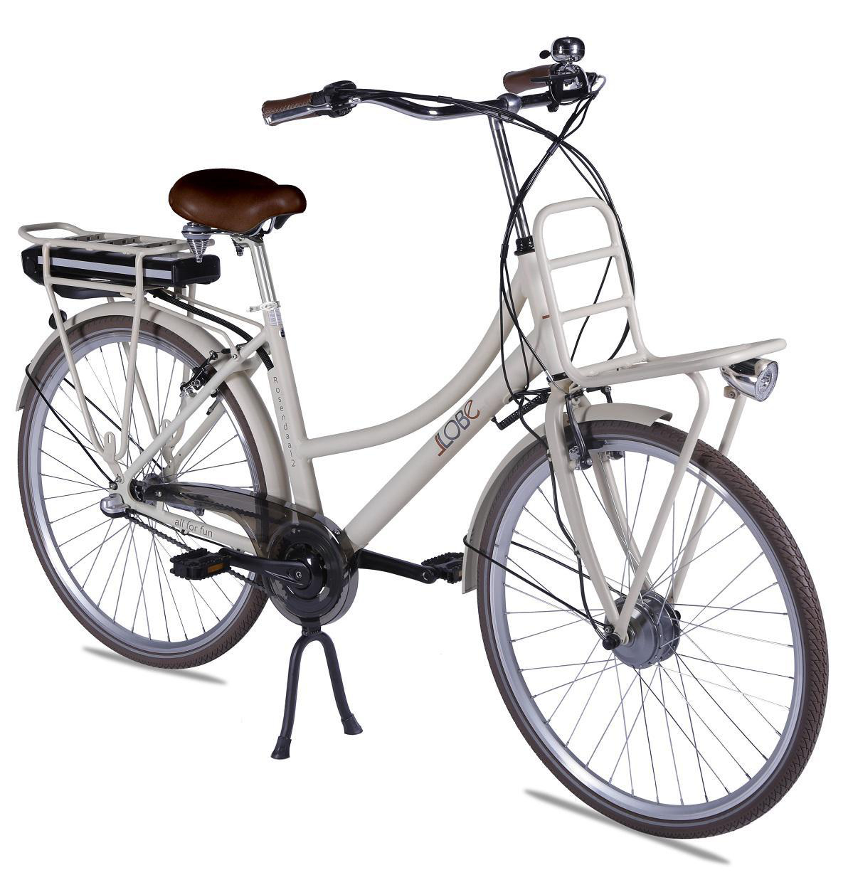 LLOBE City-E-Bike Rosendaal 2 Lady 36 V / 10.4 Ah Citybike (Laufradgröße: 28 Zoll, Rahmenhöhe: 50 cm, Damen-Rad, 374.4 Wh, Beige)