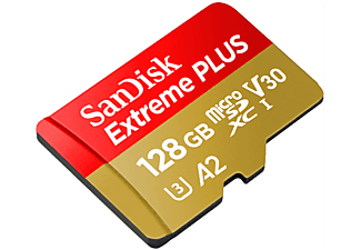 Tarjeta Micro SDXC - SanDisk Extreme PLUS, 128 GB, 170 MB/s, U3, V30, A2, C10, 4K UHD, Ideal Android, Rojo