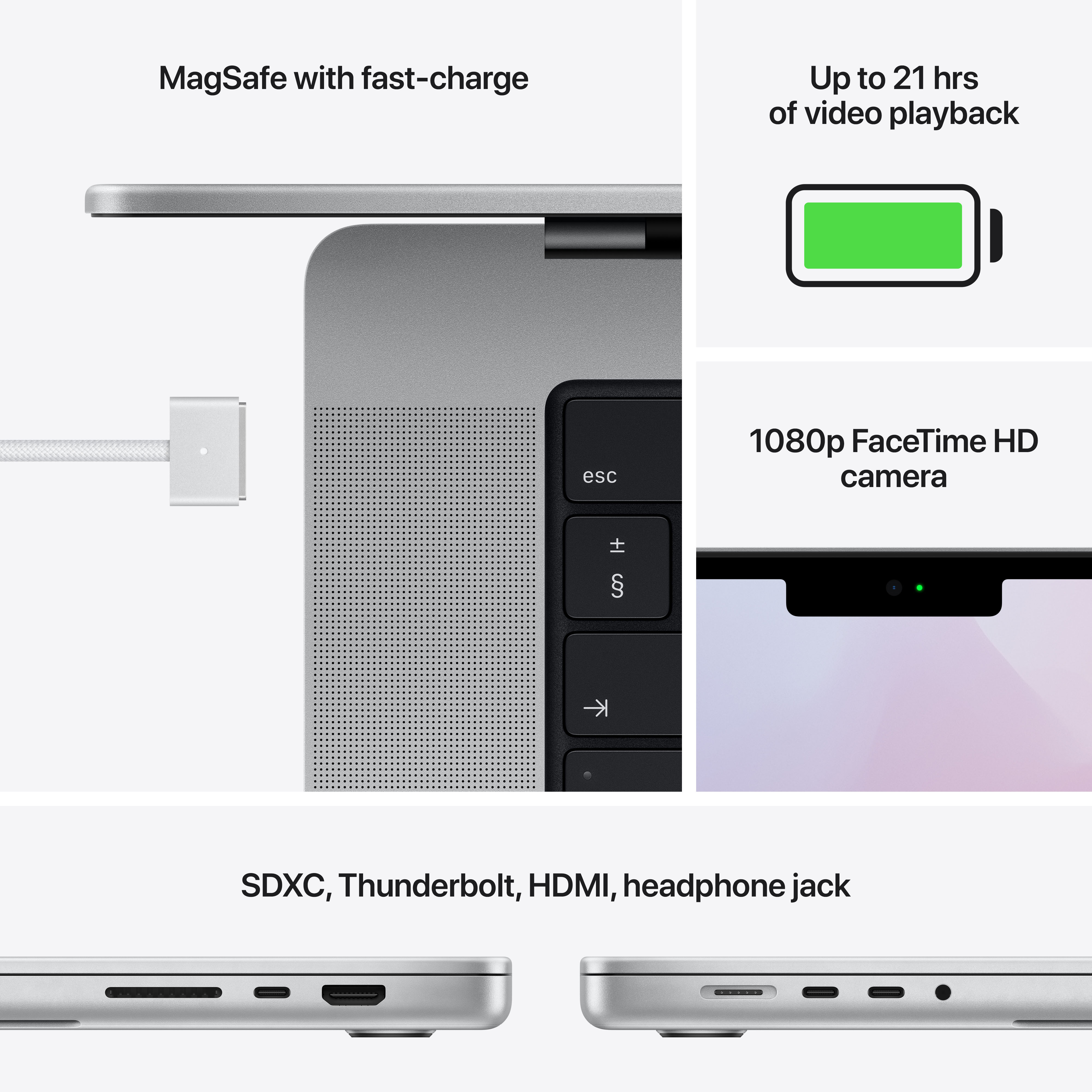 APPLE MacBook Pro 16 Zoll CTO, M1 Max Chip 10-Core und 24-Core GPU, 64GB RAM, 4TB SSD, Silber Notebook, 16,2 Zoll, Apple M1 Max Chip (10‑Core CPU mit 8 Performance-Kernen und 2 Effizienz-Kernen), 64 GB, 4000 GB SSD, macOS Monterey
