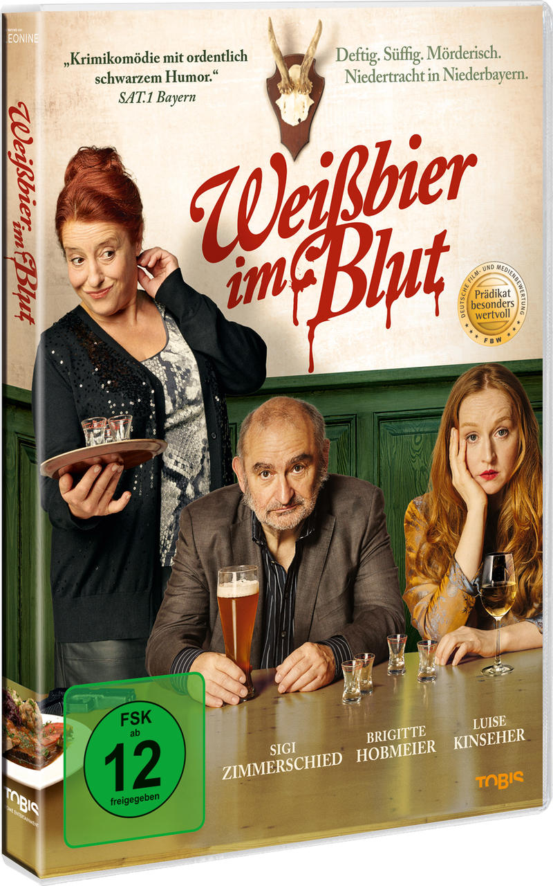 DVD-Cover mit drei Personen, zwei Frauen und einem Mann, in einem Restaurant, für einen Film.