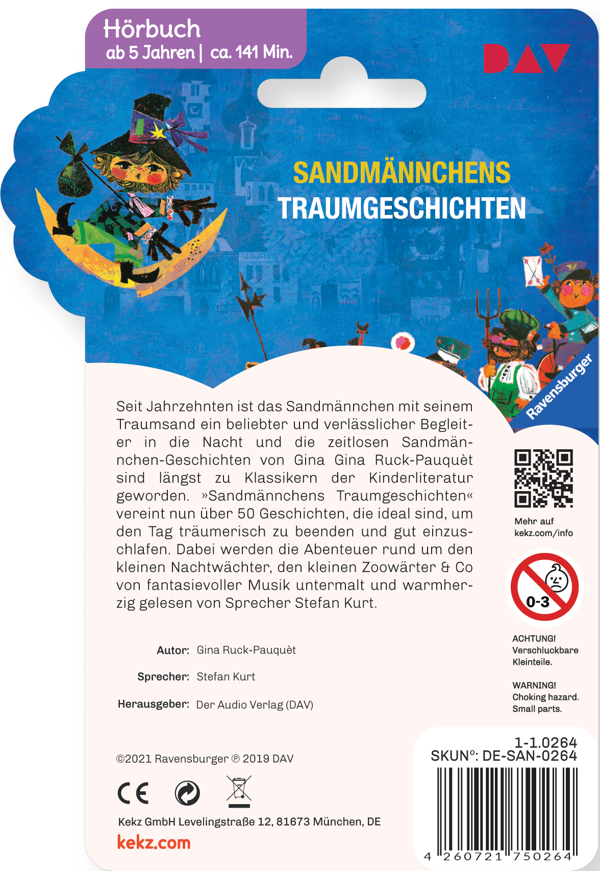 Buchcover mit Sandmann auf Mond. Text: Sandmännchens Traumgeschichten.