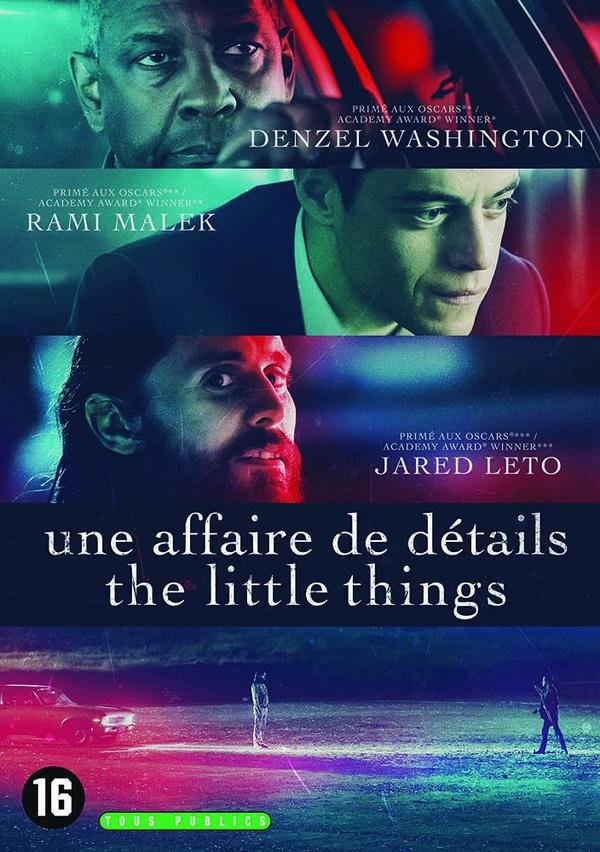 Affiche du film 'The Little Things' avec les acteurs Denzel Washington, Rami Malek et Jared Leto.