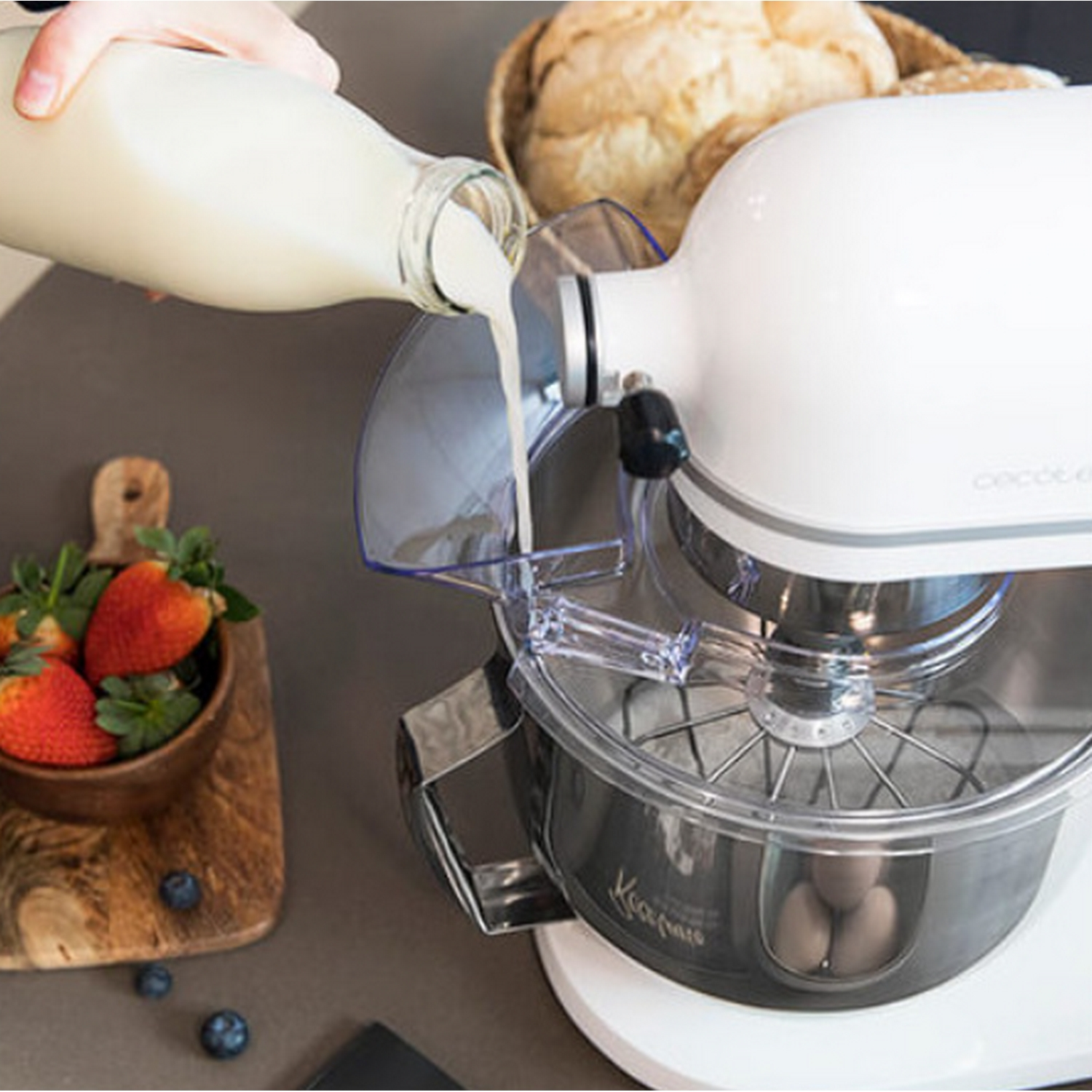 Robot amasador - Cecotec Twist&Fusion 4500 Luxury White, Amasadora, 800 W, 5.2 l, 8 Velocidades, Blanco