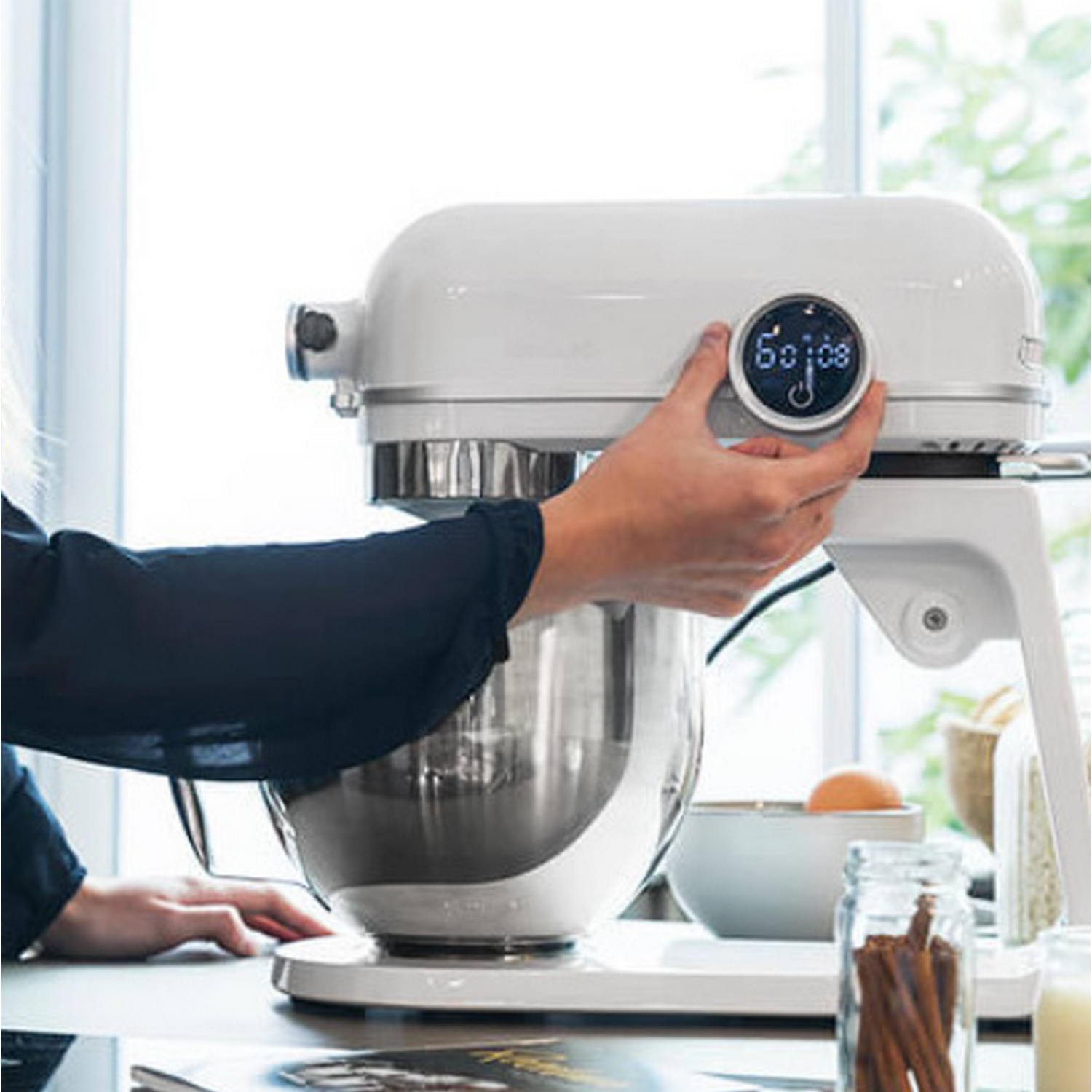 Robot amasador - Cecotec Twist&Fusion 4500 Luxury White, Amasadora, 800 W, 5.2 l, 8 Velocidades, Blanco