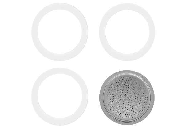 BIALETTI 800034 Tömítés 3db + Szűrő 1db / Moka Express 6 adagos kotyogós kávéfőzőhöz