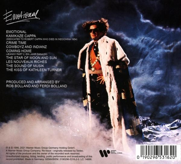Pochette d'album, un homme en manteau de fourrure avec le texte des titres.