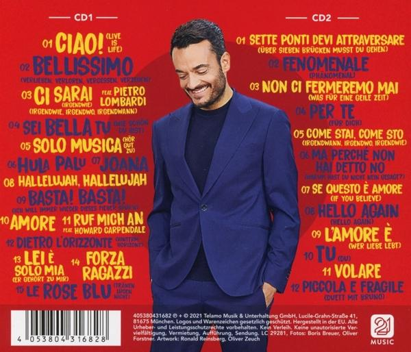 Rückseite einer CD mit Songtiteln in mehreren Sprachen.