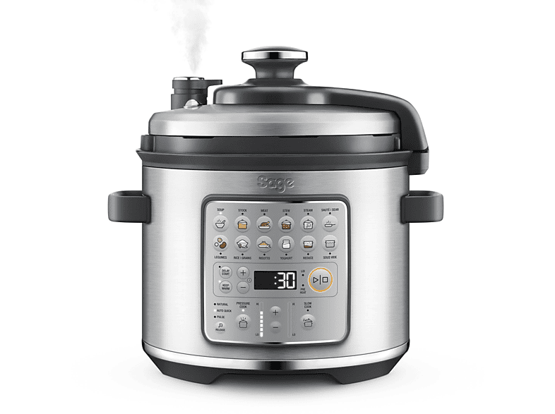 Sage the Fast Slow GO™ Multifunktionskocher Multi-Cooker Brushed Stainless Steel (Rührschüsselkapazität: 6 l, 1100 Watt)