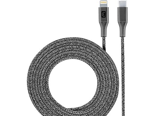 CELLULAR LINE Long Cable - USB-C auf Lightning Kabel (Schwarz)