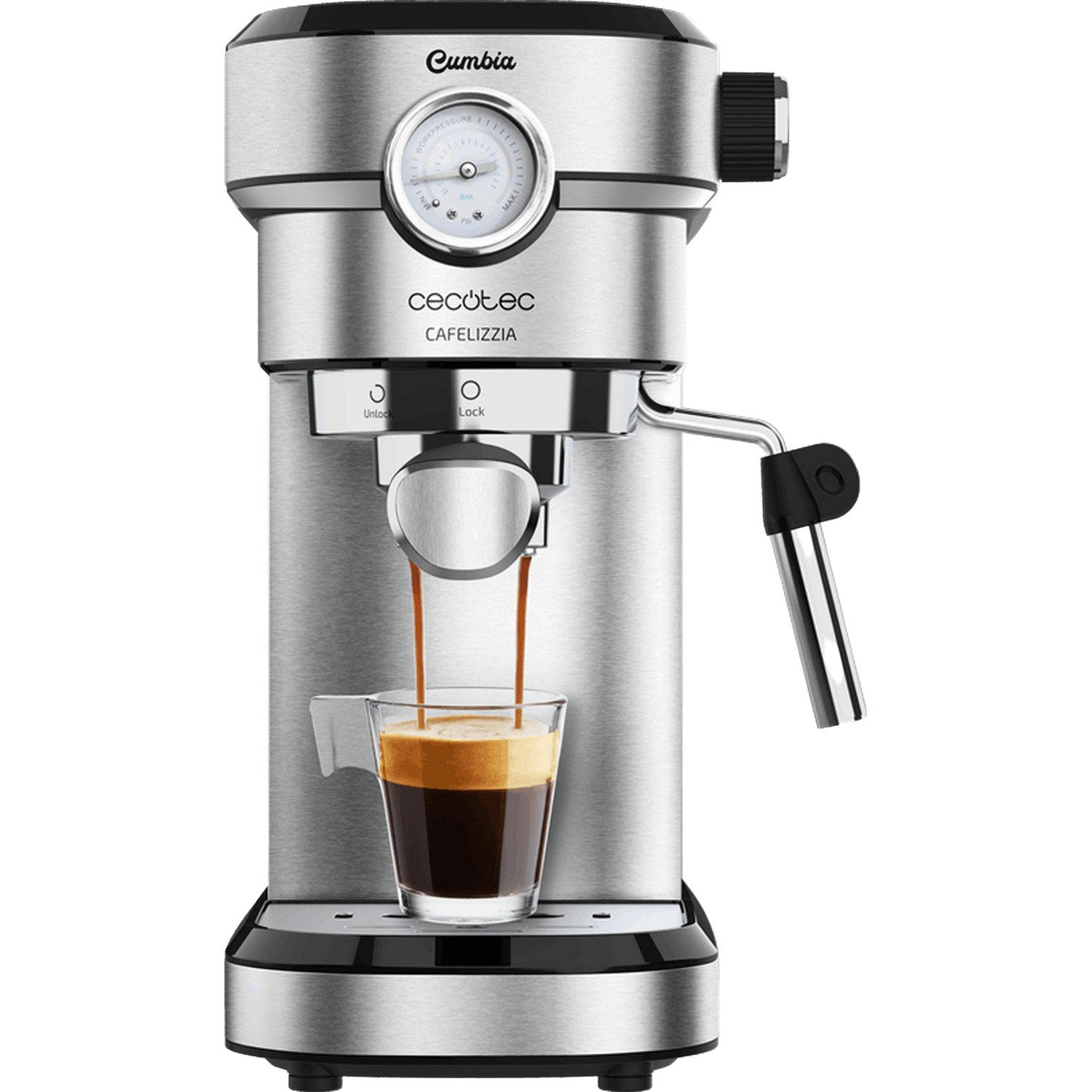 Cafetera express - Cecotec Cafelizzia 790 Steel Pro, 20 bar, 1350 W, Sistema Thermoblock, Inox