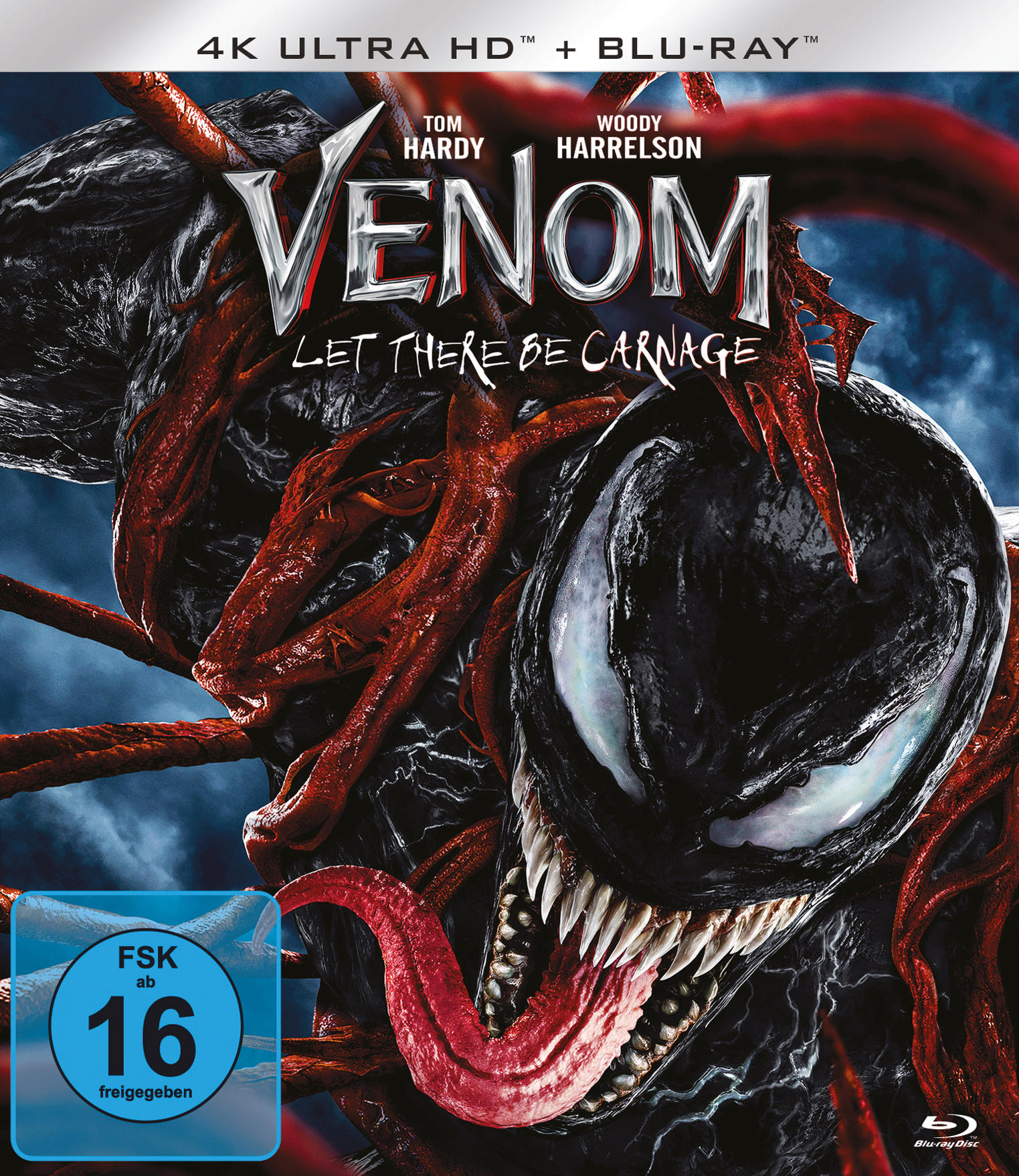 Venom: Let There Be Carnage Blu-ray-Cover mit Tom Hardy.