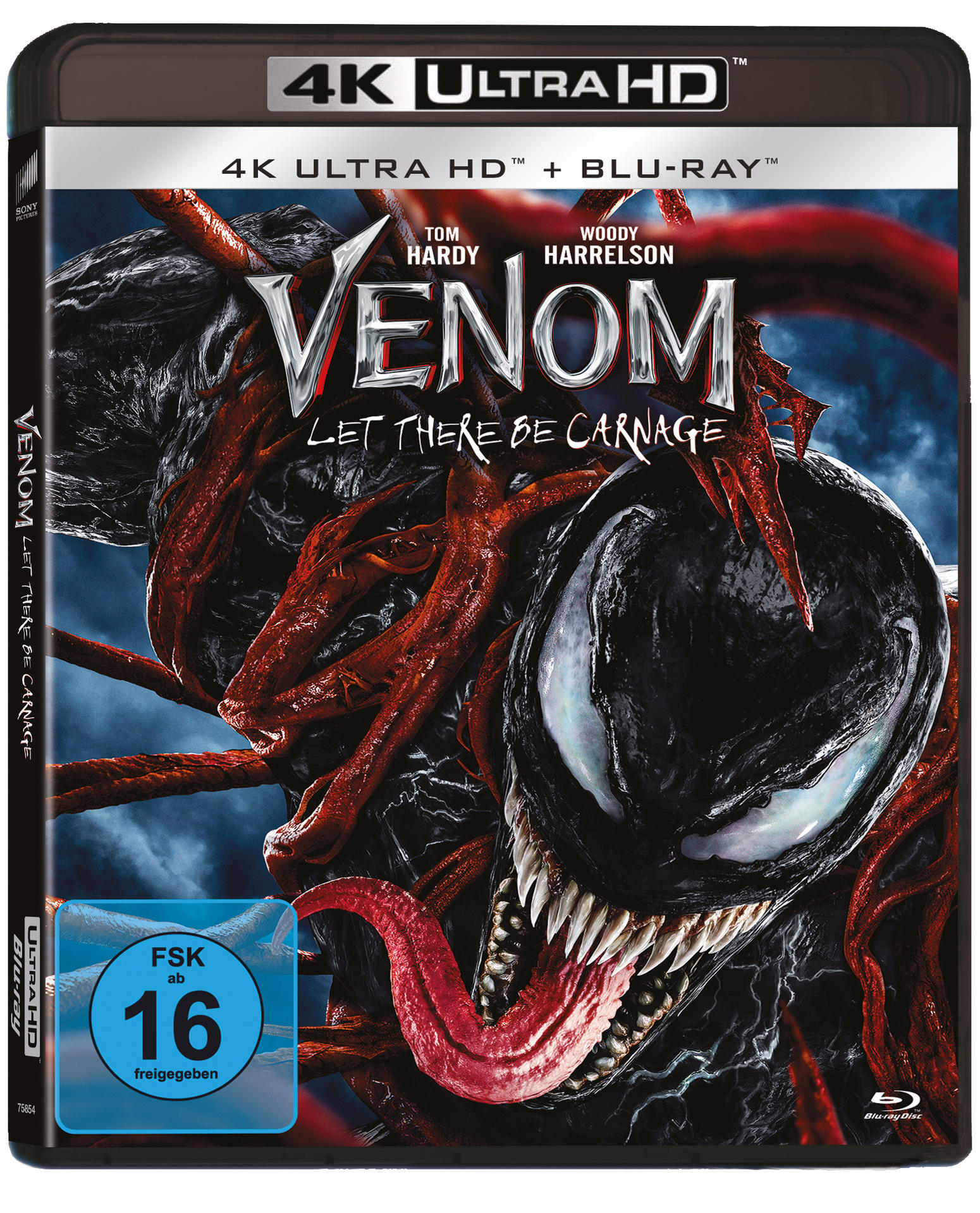 Venom: Let There Be Carnage Blu-ray Cover mit Tom Hardy und Woody Harrelson.