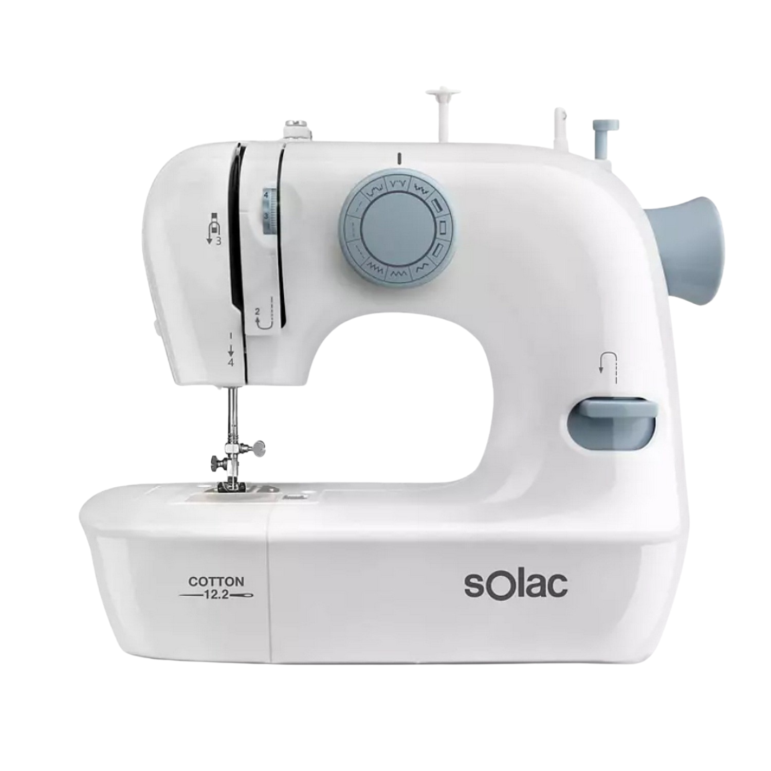 Máquina de coser - Solac Cotton 12.2 SW8221, Automática, 7.2W, 2 velocidades, Prensatelas, Blanco