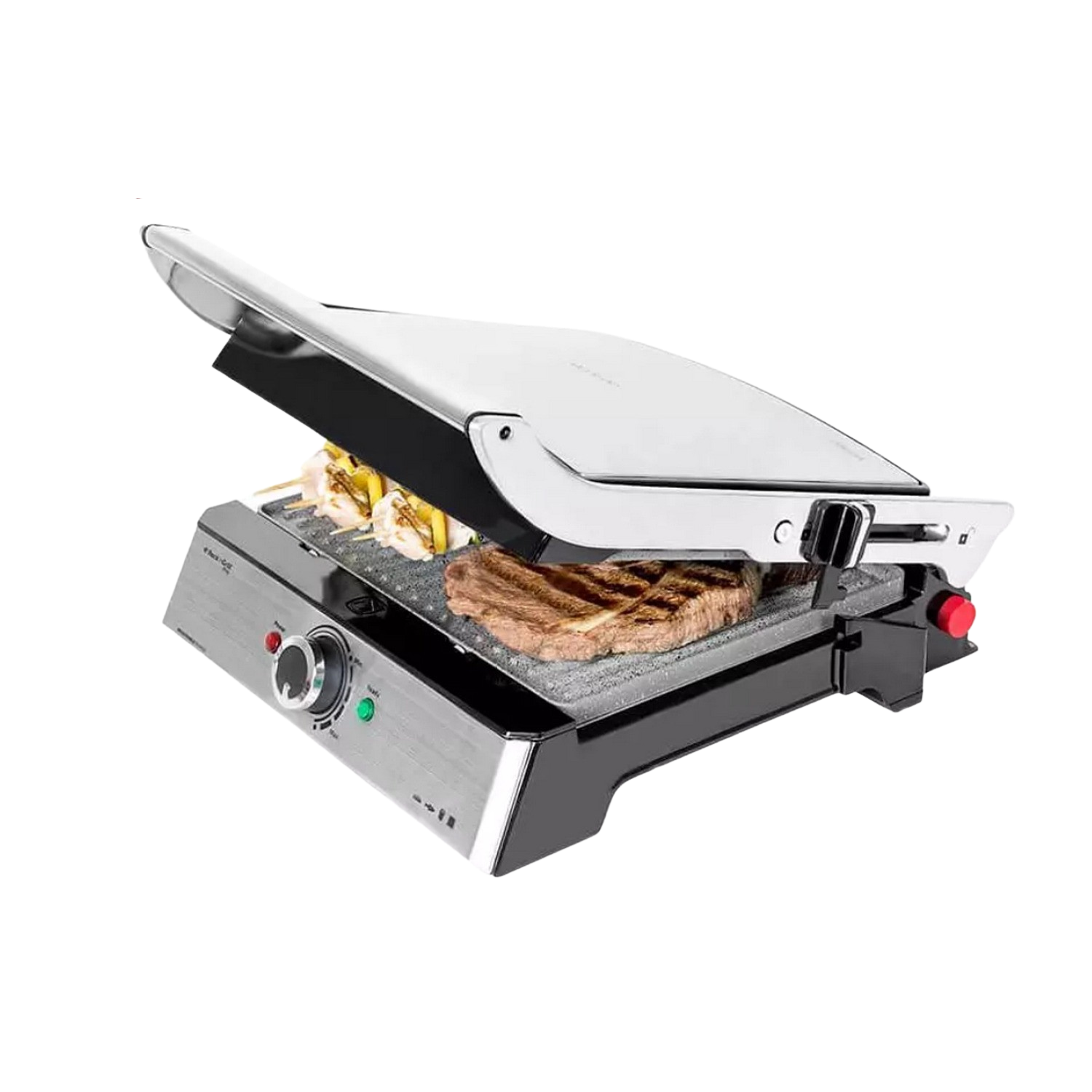 Grill - Cecotec ROCK'NGRILL PRO, Potencia 2000W, Superficie Antiadherente, Placas extraíbles