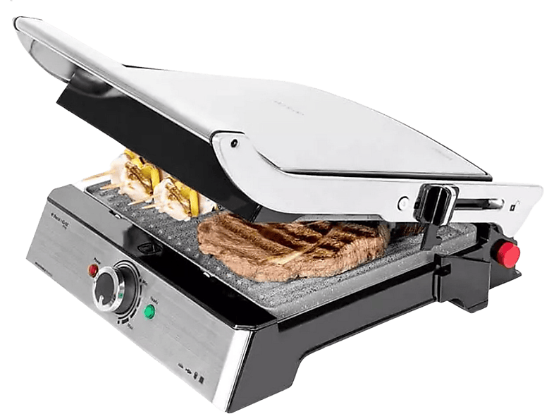 Grill - Cecotec ROCK'NGRILL PRO, Potencia 2000W, Superficie Antiadherente, Placas extraíbles