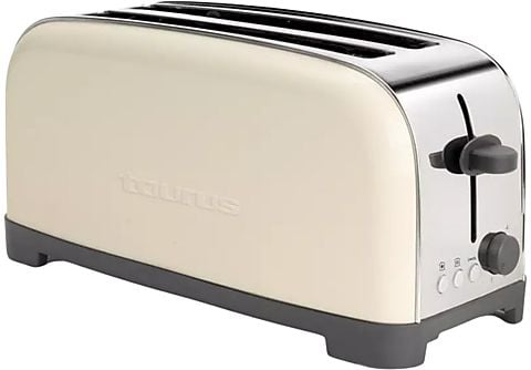REACONDICIONADO Tostadora - Taurus Vintage Cream, 1400 W, 3 funciones: descongelar, recalentar y cancelar, 2 Ranuras extralargas, Crema
