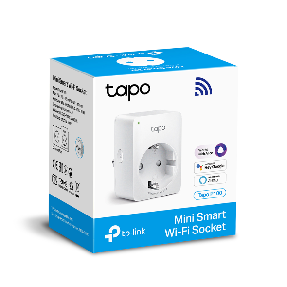 TP-Link Tapo P100 Mini Smart Wi-Fi Socket in its packaging.
