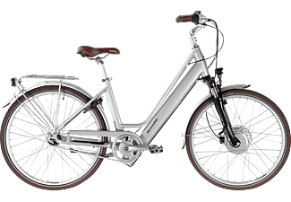 ALLEGRO Invisible City Plus Citybike (Laufradgröße: 26 Zoll, Rahmenhöhe: 43 cm, Unisex-Rad, 374 Wh, Silber)
