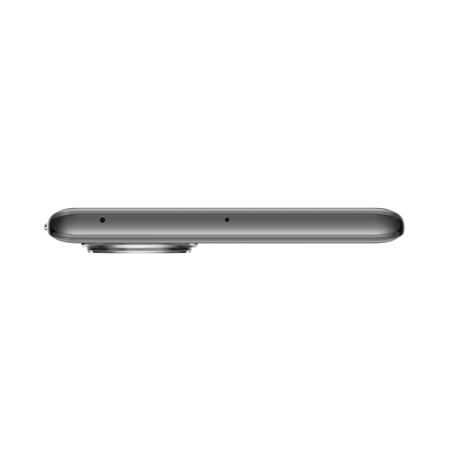 Primer plano de un smartphone negro, mostrando lentes de cámara y detalles del borde superior.
