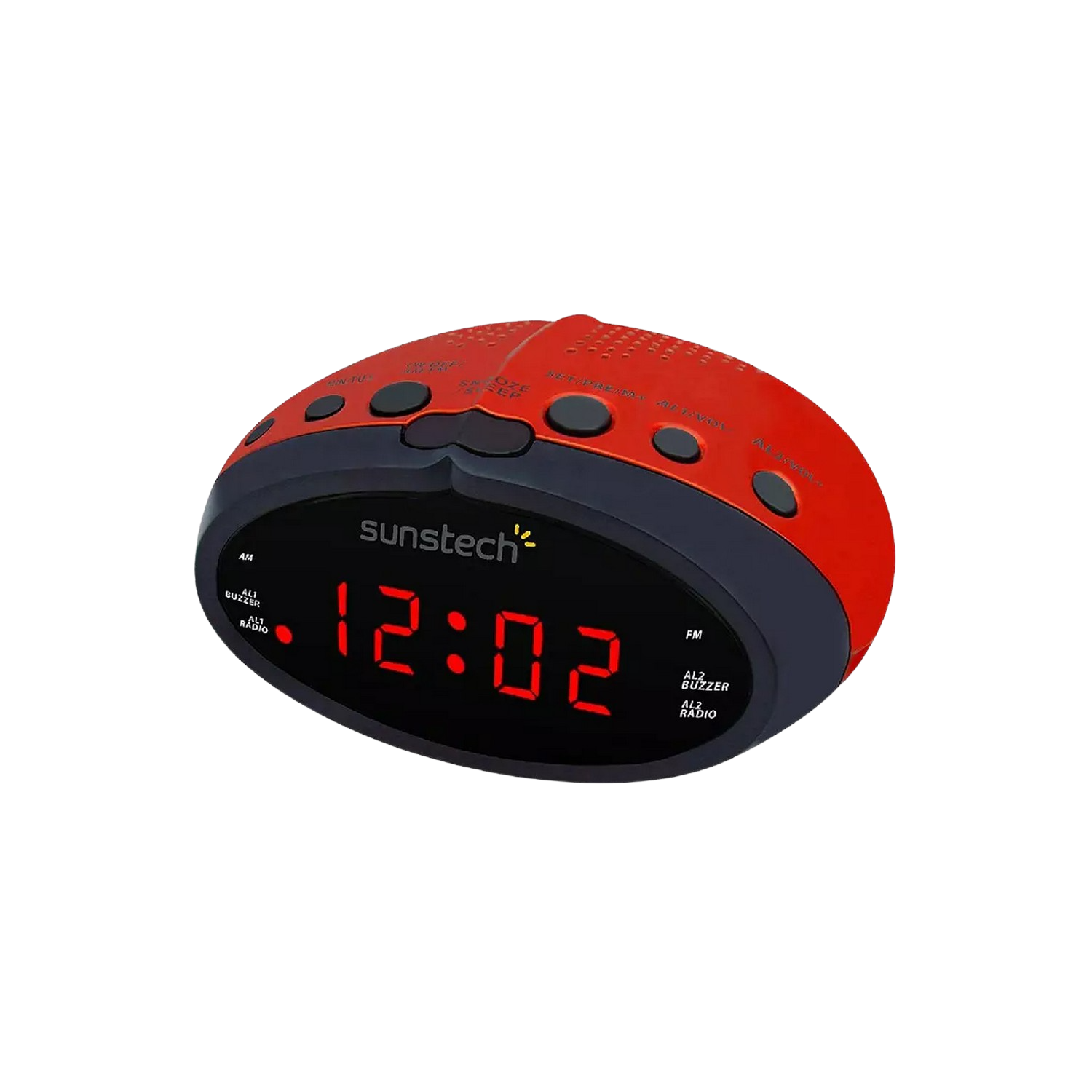 Radio despertador - Sunstech FRD16, Radio AM/FM, LED, Rojo