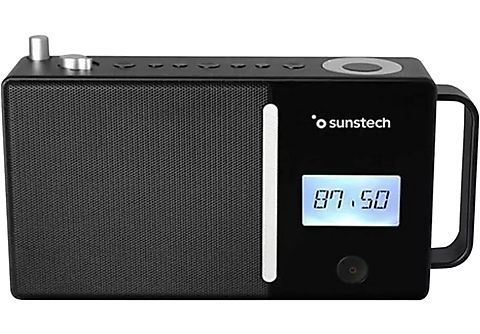 Radio portátil - Sunstech RPDS500BK BT, FM, Puerto USB, Conexión aux-in, LCD, Hasta 30 presintonías, Negro